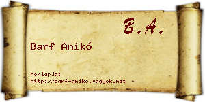 Barf Anikó névjegykártya